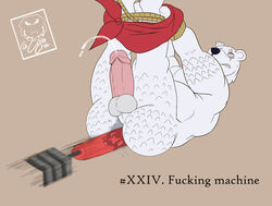 anthro arms_tied bodily_fluids bound camsan_r_s cum dildo dildo_penetration ejaculation english_text epic_games fortnite fucking_machine gay gay_anal genital_fluids hands_tied hi_res legs_tied machine male male/male mammal musclegut overweight polar_bear polar_patroller_(fortnite) profanity scar sex_machine sex_toy_penetration slightly_chubby solo text ursid ursine video_games