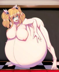 1girls areolae big_breasts breasts character_request copyright_request female female_only huge_belly hyper_belly hyper_pregnancy large_breasts looking_at_viewer nipples nude pregnant ready_to_pop solo uwasa75