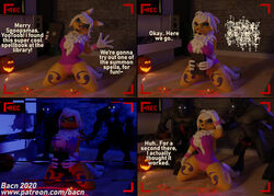 3d animal_genitalia animal_penis anthro bacn big_breasts breasts canid canine canine_penis canis clothing comic detailed_background digimon digimon_(species) english_text erection eyewear female fox genitals glasses glowing glowing_eyes group hair halloween holidays imminent_rape imminent_sex jack-o'-lantern knot looking_at_viewer male mammal meme meme_clothing nude open_mouth panties penis recording renamon renamon_(bacn) simple_background smile straight sweater text topwear underwear virgin_killer_sweater were werecanid werecanine werewolf wolf