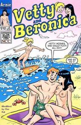 2girls alias_the_rat archie_andrews archie_comics betty_and_veronica betty_cooper black_hair blonde_hair multiple_girls nude surfing veronica_lodge