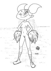 cartoon_network cheerleader dee_dee_(dexter's_laboratory) dexter's_laboratory female female_only human husqvarna nude pigtails pubic_hair pussy socks solo standing tagme uncensored wink