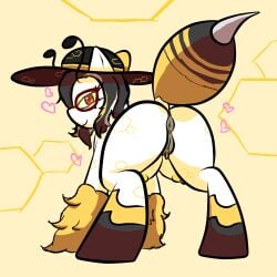 bee crotchboobs feral glasses hat looking_at_viewer mlp my_little_pony my_little_pony_friendship_is_magic original_character pony presenting presenting_anus presenting_pussy stinger yurii_(artist) yuriinsfw_(artist)