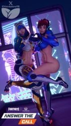 3d abs ass athletic_female bunnii_o'hare_(fortnite) d.va d.va_(fortnite) d.va_(overwatch_2_suit) elverdulero98 fit_female fortnite overwatch yuri