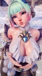 boobs bunny_girl juno_(overwatch) overwatch overwatch_2 puckered_lips