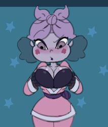 big_breasts blush breast_grab breast_squeeze breasts cheek_markings cleavage disney donchibi eclipsa_butterfly female female_only goth green_hair large_ass purple_eyes robe star_vs_the_forces_of_evil