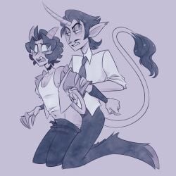 distress ectochoir grabbing_from_behind hazbin_hotel hazbin_hotel_oc hooves horns leon_(mumbocumbo) mumbocumbo nonconsensual tail