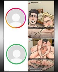 anal anal_penetration anal_sex bara blonde_hair bros_being_bros creedo gay instagram male male_only meme muscular muscular_male
