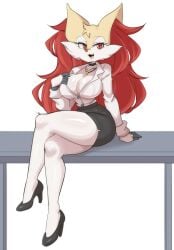 big_breasts braixen bray_(lucyfercomic) breasts cleavage female female_only furry furry_female furry_only huge_breasts lucyfercomic pokemon pokemon_(species) tagme thick_thighs wide_hips