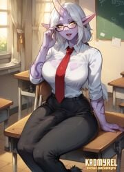 1futa 1girl 1girls ai_generated animal_genitalia animal_genitalia_on_humanoid balls big_breasts big_penis big_tits bulge bulge_down_leg bulge_through_clothing bulge_under_clothes equine_genitalia equine_penis futa_only futanari glasses gold_eyes grey_hair horsecock horsecock_futa huge_breasts huge_penis huge_tits kadmyrel league_of_legends looking_at_viewer pants_bulge penis penis_bulge penis_under_clothes silver_hair white_hair