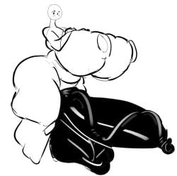 black_penis futanari greaseyhair hyper_ass hyper_balls hyper_breasts hyper_penis sketch thick_thighs white_body