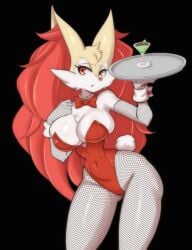 big_breasts braixen bray_(lucyfercomic) breasts bunnysuit cleavage female female_only furry furry_female furry_only huge_breasts lucyfercomic pokemon pokemon_(species) tagme thick_thighs wide_hips
