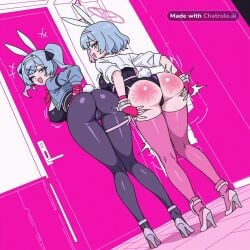 1990s 1girl ai_assisted ai_generated back_view beach big_breasts blue_bodysuit blue_eyes bodysuit bouncing_breasts building camel_toe cropped_jacket curvy dutch_angle dynamic_angle erect_nipples fingerless_gloves full_body gloves grabbing_butt happy hatsune_miku hip_focus jacket looking_at_viewer looking_back looking_behind motion_lines open_mouth shiny_skin smile spanking_butt standing toned_body underbutt vocaloid wide_hip winking