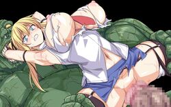 big_breasts blonde_hair blue_eyes e4 huge_breasts nipples orc paio_hazard rape scared torn_clothes torn_shirt torn_skirt