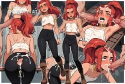 1girl ai_assisted ai_generated arched_back aroused artemis black_lipstick black_yoga_pants blushing brown_skin bukkake camel_toe cameltoe choking cock_in_hand cock_in_mouth cock_in_pussy covered_in_cum creampie crying cum_all_over cum_everywhere cum_in_ass cum_in_hair cum_in_mouth cum_in_pussy cum_on_ass cum_on_back cum_on_chest cum_on_face cum_on_legs cum_on_thighs cum_on_tits cute_girl dc_comics exhausted from_above full_face_blush gang_bang gang_rape gangbang gangrape green_eyes green_hair groping high_ponytail pointy_ears red_hair