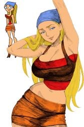 arm_up armpits big_boobs big_breasts big_tits blonde blonde-haired_female blonde_female blonde_hair blonde_hair_female blue_eyes breasts_bigger_than_head crop_top cropped_legs hex_mamaniac high_heels huge_boobs huge_breasts huge_tits kerchief large_boobs large_breasts large_tits lindsay_(tdi) lips long_hair looking_at_viewer navel one_eye_closed orange_skirt reference_image sketch skirt total_drama_island white_background