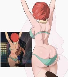 armored_trooper_votoms ass ass_focus back_view coconna fat_ass nightgown panties pink_hair reference_image schaft_hot_legs sideboob