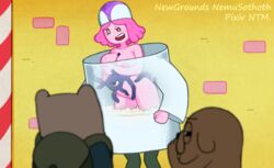 adventure_time big_breasts breasts cum cum_outside finn_the_human hat inflation jake_the_dog large_breasts nemusothoth no_bra no_panties pink_areola pink_hair pink_nipples pink_skin princess_bubblegum semen short_hair speech_bubble stealth_sex stomach_bulge sweat sweating sweaty tentacle tentacle_penetration tentacle_sex tentacles tentacles_under_clothes thick_thighs x-ray