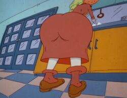 1girl 1girls ass ass_focus big_ass didi_pickles edit edited_official_artwork ginger_female ginger_hair indoors kitchen nickelodeon red_dress rugrats screenshot screenshot_edit solo_female