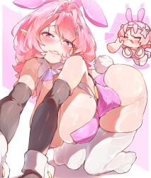 1girls breasts bunny_ears bunnysuit female female_focus female_only large_breasts light-skinned_female light_skin looking_at_viewer orcavice remielle_(zenless_zone_zero) remielle_dan solo thick_thighs thighhighs thighs wide_hips zenless_zone_zero