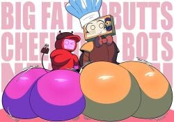 2girls ass ass_focus big_ass big_butt butt butt_focus cookieware_(die_of_death) crossover die_of_death die_of_death_(roblox) fat_ass forsaken_(roblox) looking_at_viewer looking_back nsfwfaun roblox roblox_game robloxian robot robot_girl screen_face tv_head veeronica