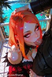 1boy 1girls ai_generated ass ass_grab big_ass big_breasts blowjob blush breast_grab breasts clothes clothing cute cute_face duo exposed_breasts female female_focus large_ass large_breasts light-skinned_female light_skin long_hair looking_at_viewer male nipples open_mouth orange_eyes orange_hair penis penis_in_mouth pink_nipples priscilla_barielle pussy re:zero_kara_hajimeru_isekai_seikatsu sexy sexy_body sexy_female younger_female