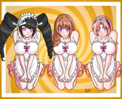 alerith alternate_costume alternate_hairstyle alternate_version_available apron apron_only bare_legs big_breasts black_hair breasts brown_hair celestia_ludenberg cleavage crossover dangan_ronpa danganronpa female_only femsub fire_emblem fire_emblem_engage goldmary_(fire_emblem) happy_trance haruno_sakura heart heart-shaped_pupils heart_eyes huge_breasts hypnosis hypnotized kneeling large_breasts legs long_hair looking_at_viewer maid multiple_girls multiple_subs naked_apron naruto_(series) nintendo on_knees pink_hair sakura_haruno slippers smile stepfordization symbol_in_eyes twintails