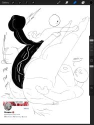 dark_penis grabbing_own_ass greaseyhair huge_ass huge_balls huge_breasts huge_penis legs_up penetration sex small_dom_big_sub spread_legs thick_thighs