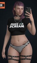 1girl 1girls 3duk ai_assisted cassidy_(life_is_strange) dyed_hair female female_focus female_only life_is_strange life_is_strange_2 nail_polish only_female peace_sign peace_symbol solo solo_female