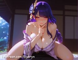 1girls ai_generated ass ass_grab big_ass big_breasts blush breast_grab breasts closed_mouth clothes clothing cute cute_face duo exposed_breasts female female_focus genshin_impact large_ass large_breasts light-skinned_female light_skin long_hair looking_at_viewer male nipples pink_nipples purple_eyes purple_hair pussy raiden_shogun sexy sexy_body sexy_female younger_female