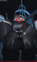 1girl big_breasts looking_at_viewer looking_down roblox robloxian staring tactical_gear tagme v1ctorr34