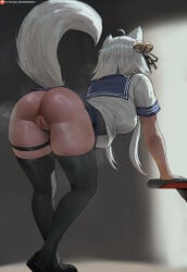absurd_res ass butt_focus filian_(vtuber) highres leaning_forward oroborusart pussy thighhighs thighs vtuber