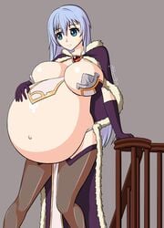 1girls animated belly belly_bulge belly_button big_belly big_breasts blinking blue_eyes blue_hair bouncing_breasts breasts breathing cape cleavage eyebrows eyebrows_visible_through_hair eyelashes female female_only fetal_movement grey_background hand_on_belly huge_belly huge_breasts human human_only humanoid hyper_belly isel jewelry jiggle large_belly large_breasts loincloth oc pregnant ready_to_pop simple_background skimpy_clothes solo solo_female stockings tagme voluptuous