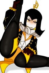 clothed flexible forsaken_(roblox) okal44420 ringmaster_(forsaken) ringmaster_outfit roblox robloxian ruffled_collar solo solo_focus spread_legs suggestive suggestive_pose