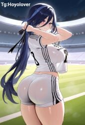 1girls adult_female ai_generated big_ass big_breasts clorinde_(genshin_impact) female football_uniform genshin_impact hips huge_hips huge_thighs sexy sexy_body thighs