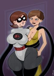 2girls ass_grab cheating_wife cucked_by_lesbian elastigirl elastigirl_(the_incredibles_2_supersuit) evelyn_deavor helen_parr hourglass_figure lipstick_mark polmanning the_incredibles the_incredibles_2 voluptuous yuri