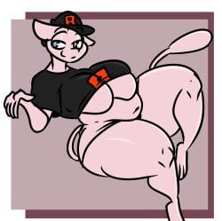 big_breasts breasts chubby cleavage female furry huge_breasts kingretrokirby mew pokemon pokemon_(species) thick_thighs wide_hips