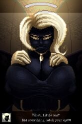 beholder_(series) beholder_conductor big_breasts black_body michelle_shimanskaya stockings white_eyes white_gloves white_hair