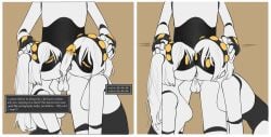 2girls1boy dialogue girls_kissing j_(murder_drones) licking_penis murder_drones n_(murder_drones) naked_female naked_male threesome v_(murder_drones)