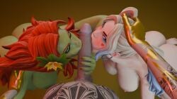 blowjob dc dc_comics fortnite harley_quinn harley_quinn_(fortnite) lesbian lesbian_sex midas_(fortnite) poison_ivy poison_ivy_(fortnite)