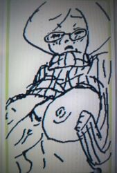 2d 2d_(artwork) balls big_breasts big_penis blush blushing boobfuck boobjob breasts breasts_out completely_nude completely_nude_male eyes_closed flash flashing flashing_breasts frown functionally_nude functionally_nude_female glasses hands_over_breasts huge_breasts looking_down nikki_(swapnote) nintendo nintendo_3ds nude nude_female nude_male penis sandyrex shirt shirt_lift shirt_up short_hair short_hair_female swapdoodle swapnote swapnote_(art_program) titfuck titjob