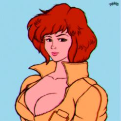 1girls april_o'neil april_o'neil_(tmnt_1987) big_breasts breasts busty cleavage diraulus female female_only large_breasts open_clothes red_hair solo solo_female teenage_mutant_ninja_turtles tmnt_1987