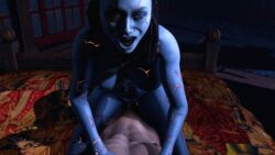 1boy 1girls 3d 3d_(artwork) blue_skin breasts bust busty cowgirl_position cryomancer edenian female female_on_top hand_on_chest human humanoid kitana lower_body male mortal_kombat mortal_kombat_11 mortal_kombat_x netherrealm_studios partial_male revenant_kitana sex smokescreen117 straight sub-zero undead upper_body vaginal_penetration vein veins woman_on_top