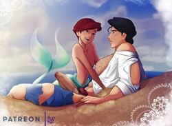 2boys ariel beach big_breasts big_dom_small_sub big_penis black_hair blue_eyes chest_hair cute_male disney disney_princess femboy fictional_interracial gay human lilprincyvi male male/male male_on_male male_only merfolk merman penis prince_eric pubic_hair red_hair rule_63 the_little_mermaid veiny_penis yaoi