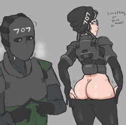 1boy 1girls asian ass_focus big_ass bottomless dat_ass dokkaebi_(rainbow_six) female jumbogumbo no_panties rainbow_six rainbow_six_siege tagme tom_clancy vigil_(rainbow_six)