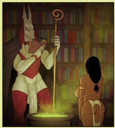 anthro anthro_on_female anthro_on_human anubis armlet ass_cutout backboob big_balls big_butt big_penis bimbo black_hair book books bookshelf canine cauldron cloak comic dark-skinned_female devil_hs egyptian exposed_ass exposed_pussy farah female femsub hanging_penis height_difference hoop_earrings huge_breasts huge_cock human_female it'll_never_fit jackal large_ass larger_male leg_wraps legend_of_queen_opala long_hair long_penis maledom milf monocle no_panties no_pubes nonhuman_male_on_human_female open_book pelvic_curtain penis penis_base pussy reading revealing_clothes ritual size_difference staff thick_thighs veiny_penis waiting white_body wraps