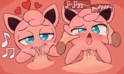 :3 blowjob blue_eyes cute drooling fellatio female jigglypuff love nintendo penis_grab pokemon pokemon_(species) purring pussy pussy_juice sex song superwagon64 tear tears vagina waddling_head