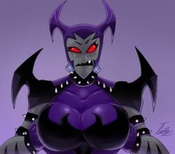 1girls alien_girl ben_10 ben_10_omniverse big_breasts black_body breasts dark-skinned_female dark_skin emo female giantess grabbing_own_breast grey_skin holding holding_breast horn horns huge_breasts humanoid large_breasts mutant purple_skin red_eyes spiked_collar spikes surprised to'kustar way_bad