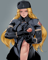 abs blonde_hair bowalia breasts kolin military_uniform street_fighter street_fighter_v