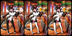 absurd_res alcohol bartender beer beverage black_body black_fur bodily_fluids burger cat_dragon cum cum_on_ground english_text femboy_hooters food fur furry genital_fluids genitals girly hi_res horn hybrid izanagi_rockman looking_pleasured moan penile penis photo_background precum red_horn ryuzagi sex_toy text vibrator vibrator_on_penis white_body white_fur