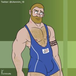 beard hairy hairy_chest kennim male male_only pinup wrestler wrestling